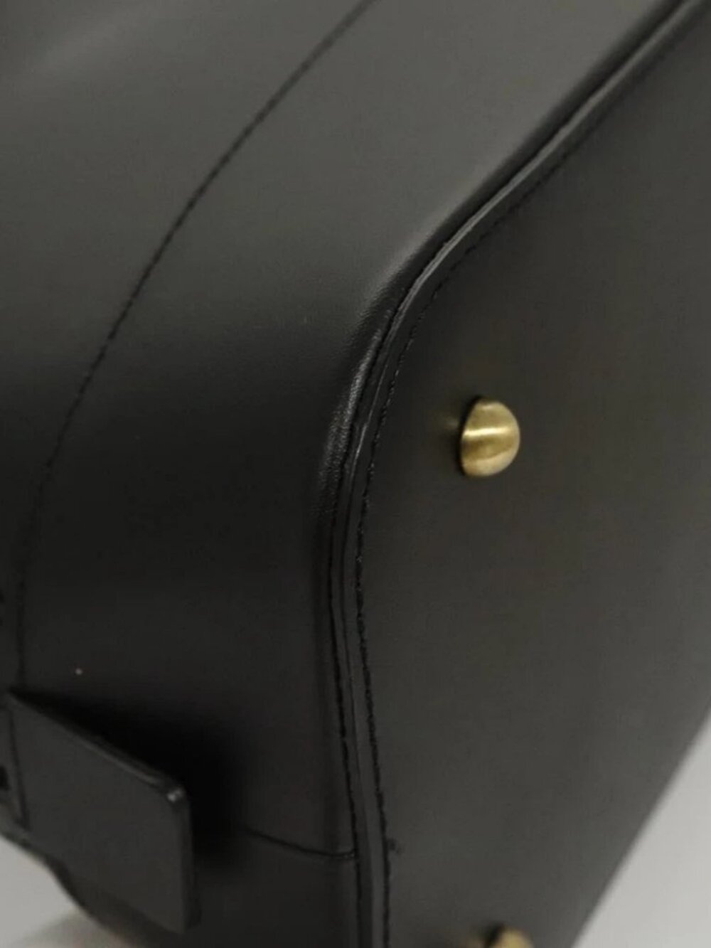 BURBERRY Hand Bag Leather Gold Black Auth - Picture 12 of 16